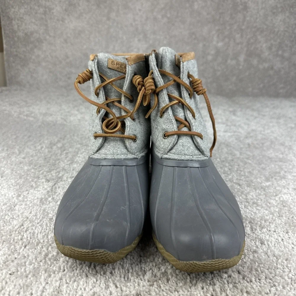 Sperry Duck Boots STS82475 Womens 10 Grey Wool Zip Lined Winter Rain‎ Snow Boots